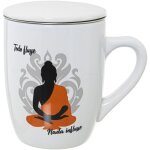 Tasse � infusion bouddha en c�ramique avec infuseur et couvercle