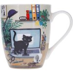 Tasse en porcelaine chaton en t�l�travail 340 ml