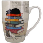 Tasse xl en porcelaine chaton sur pile de livres 490 ml