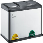 Tc2 combo26 corbeille  papier poubelle de tri slectif acier inoxydable 8l + 18l argent - svita