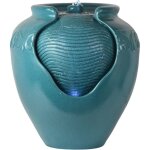 Fontaine extérieure de jardin décoration chute d'eau cascade pot amphore turquoise pompe éclairage led ... Fontaine extérieure de jardin décoration chute d'eau cascade pot amphore turquoise pompe éclairage led ...