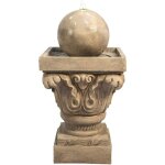 Fontaine de jardin cascade extrieur chute d'eau lumire led et pompe marron clair teamson home vfd8405 ...