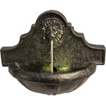 Teamson home - fontaine murale  tte de lion jardin extrieur cascade clairage led pompe charbon gris ...