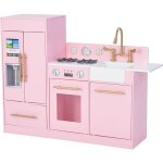 Grande cuisine en bois little chef charlotte avec réfrigérateur, ensemble de jeu rose - teamson kids Grande cuisine en bois little chef charlotte avec réfrigérateur, ensemble de jeu rose - teamson kids