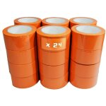 Lot de 24 rubans adh�sifs pvc orange b�timent 75 mm x 33 m - rouleau adh�sif de chantier orange - tecplast ...