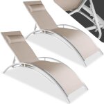 Lot de 2 transats de jardin en acier avec assise en textilène résistant aux intempéries et aux uv Lot de 2 transats de jardin en acier avec assise en textilène résistant aux intempéries et aux uv