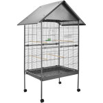 Cage � oiseaux en finition martel�e 2 portes et faible distance entre les grilles