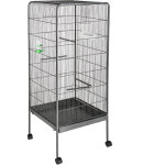 Cage à oiseaux en finition martelée 2 ouvertures coulissantes et faible distance entre les grilles Cage à oiseaux en finition martelée 2 ouvertures coulissantes et faible distance entre les grilles