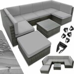 Tectake - canap� de jardin lounge pour 6 � 7 personnes - en rotin - gris