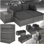 Tectake - canap� de jardin san domino modulable - gris clair / gris fonc�