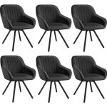 Tectake - lot 6 chaises pivotantes � 360� avec accoudoirs velours noires