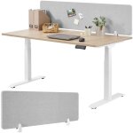 Tectake - cloison de bureau noisy avec coins arrondis - 130 x 40 cm, gris