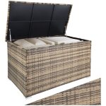 Coffre de jardin rangement pour coussins tressage rotin marron naturel