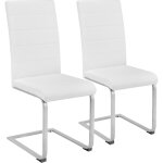 Tectake - ensemble de 2 chaises de salle  manger rembourres aspect cuir blanc