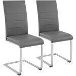 Tectake - ensemble de 2 chaises de salle à manger aspect cuir ergonomiques gris Tectake - ensemble de 2 chaises de salle à manger aspect cuir ergonomiques gris