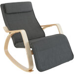 Tectake - fauteuil � bascule avec des accoudoirs, cadre en bois de bouleau avec un rembourrage confortable ...