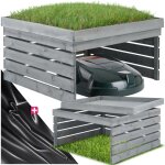 Tectake - garage pour robot tondeuse hortus, bois, toit v�g�talisable - gris