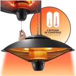 Tectake - radiateur infrarouge solaris orbit 2500w, botier en aluminium - noir