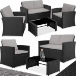 Tectake - salon bas de jardin lucques 4 places - noir / gris Tectake - salon bas de jardin lucques 4 places - noir / gris