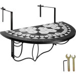 Tectake - table de balcon en acier, mosaque et ciment panneau massif 75 x 65 x 62 cm