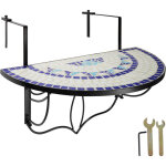 Tectake - table de balcon en acier, mosaque et ciment panneau massif 75 x 65 x 62 cm