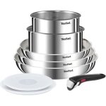 Tefal ingenio emotion, set 8 pcs, po�les, casseroles, couvercles poign�e amovible, inox, rev�tement antiadh�si ...