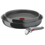 Batterie de cuisine tefal set poeles 24 / 28 cm + 1 poignee amovible gris hippo premium ingenio renew ...