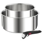 Srie de 2 casseroles inox 16 / 20cm + poigne tefal l9739302