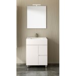 Meuble de salle de bains large isquia avec lavabo et miroir. livré assemblé. 60cm blanc brillant Meuble de salle de bains large isquia avec lavabo et miroir. livré assemblé. 60cm blanc brillant