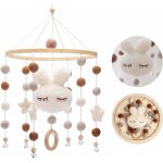 Tlphone bb en bois avec boule en feutre  suspendre pour chambre d'enfant, lapin, carillon olien ...