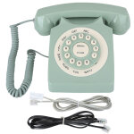 T�l�phone fixe vintage europ�en vert avec gros boutons et sonnerie claire