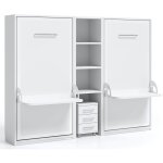 Les tendances - 2 lits escamotables 90x190 avec bureau et étagère centrale studante - façade chêne blanc ... Les tendances - 2 lits escamotables 90x190 avec bureau et étagère centrale studante - façade chêne blanc ...