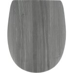 Abattant wc bois moule 18 pouces forme plate attaches acier inoxydable - facon lambris gris tendance