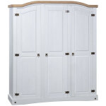 Armoire 3 portes pin massif blanc et bois clair harrie