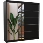 Les tendances - armoire chambre adulte 2 portes coulissantes 1 noir 1 miroir olivia 200cm