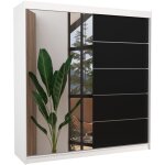 Les tendances - armoire chambre adulte 2 portes coulissantes blanc et noir avec miroir olivia 200cm