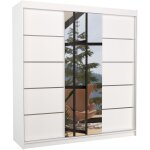 Les tendances - armoire chambre adulte 2 portes coulissantes bois blanc et miroir baker 200cm