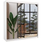 Les tendances - armoire chambre adulte 2 portes coulissantes bois blanc et miroir kostina 200cm