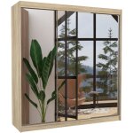 Les tendances - armoire chambre adulte 2 portes coulissantes bois clair et miroir kostina 200cm