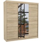 Les tendances - armoire chambre adulte 2 portes coulissantes bois clair et miroir zafa 200cm