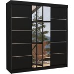 Les tendances - armoire chambre adulte 2 portes coulissantes bois noir et miroir baker 200cm