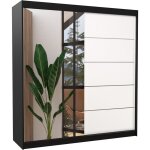 Les tendances - armoire chambre adulte 2 portes coulissantes noir et blanc avec miroir olivia 200cm