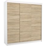 Les tendances - armoire chambre adulte blanche et bois clair 2 portes coulissantes kamia 200cm