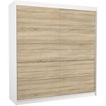 Les tendances - armoire chambre adulte blanche et naturel 2 portes coulissantes yvona 200cm