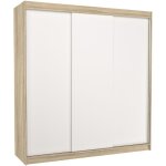 Les tendances - armoire chambre adulte bois clair et blanc 2 portes coulissantes kamia 200cm
