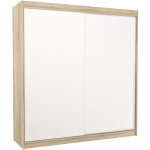 Les tendances - armoire chambre adulte bois clair et blanc 2 portes coulissantes terika 200cm