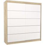 Les tendances - armoire chambre adulte naturel et blanc 2 portes coulissantes yvona 200cm