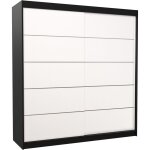 Les tendances - armoire chambre adulte noir et blanc 2 portes coulissantes yvona 200cm