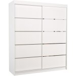 Les tendances - armoire de chambre � coucher 2 portes coulissantes blanc et alu pimka 180cm