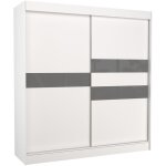 Les tendances - armoire de chambre  portes coulissantes bois blanc mat et gris laqu korza - 3 tailles ...